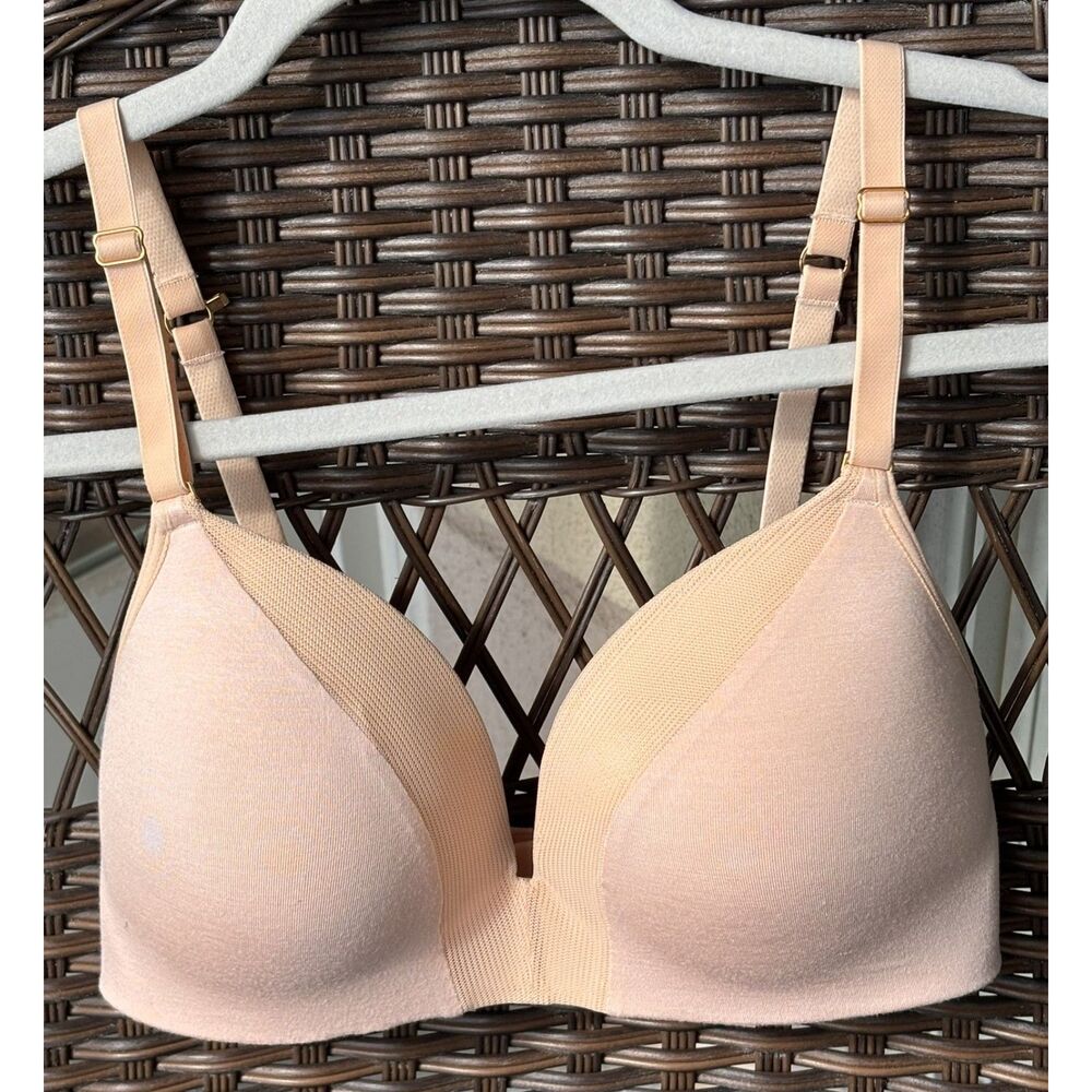 LIVELY Deep V No-Wire Push-Up Bra 32D Toasted Almond Convertible WL0821